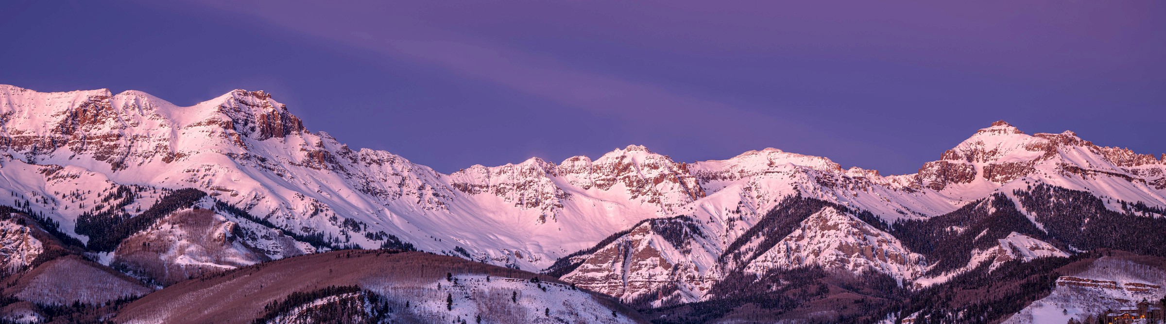 Scenic mountains aboute Telluride at sunset